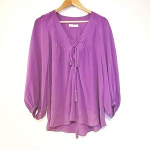 Rebecca Taylor Purple Silk Tunic Blouse Size XS-M